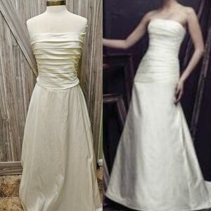 Jessica McClintock Strapless Drop-Waist Taffeta Wedding Gown